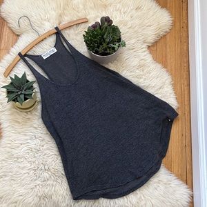 Protect Social T,Medium grey thin rib knit tank